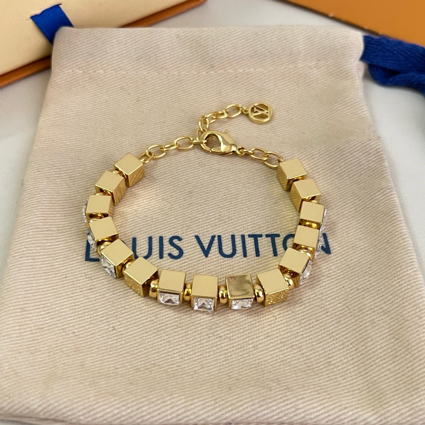 Louis Vuitton Gold Tone Crystal Bracelet